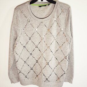 C. Wonder Bling Lightweight Sweatshirt Large Womens Gray Diamond
